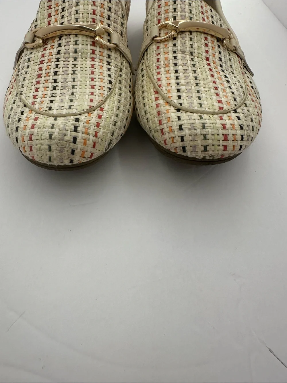 Cliffs by WHITE MOUNTAIN Beige Woven Loafers with Gold Bit Size 7.5M